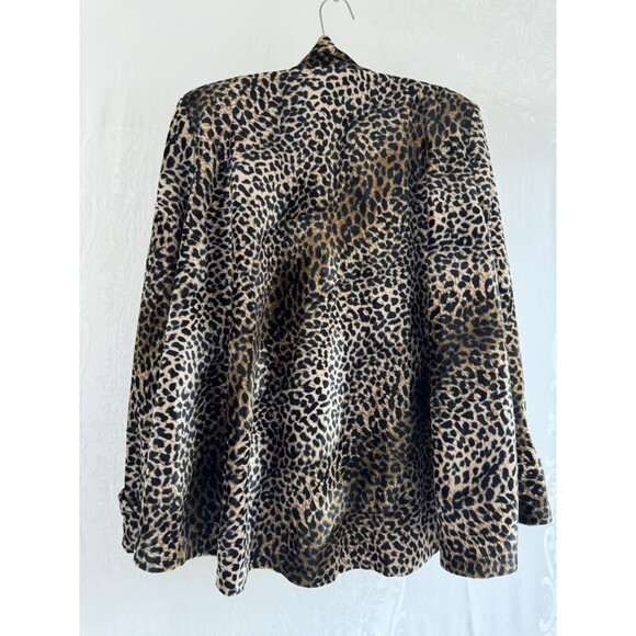 Leopard Animal Print Cardigan Connected Apparel Soft Vintage Shoulder Pads - Picture 4 of 7